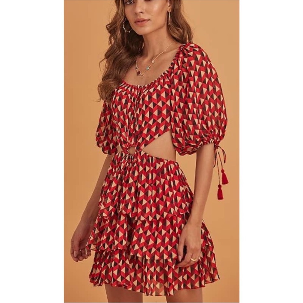 Verb by Pallavi Singhee Printed Open Back Mini Dress Viscose Georgette SZ XL EUC